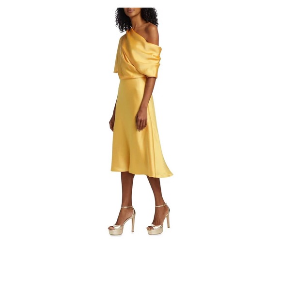 Amsale Draped Satin One-Shoulder Dress. size 2 - Picture 1 of 7